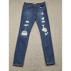 Levi Strauss 710 Super Skinny‎ Jeans Distressed Blue Denim W30 L30